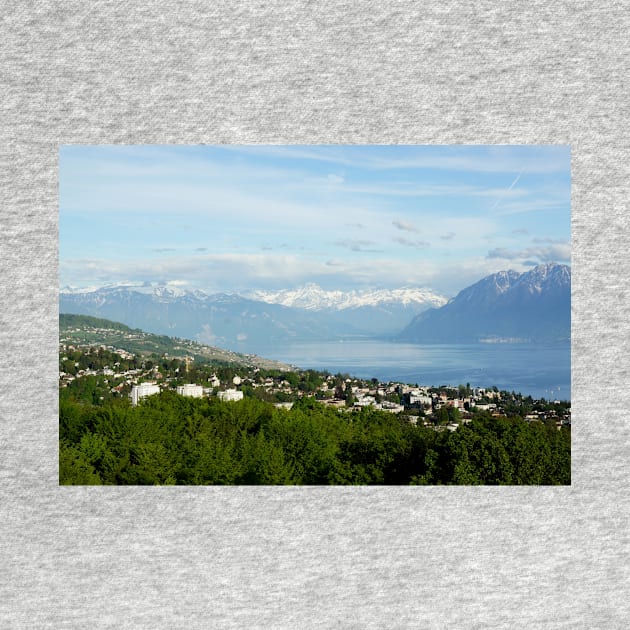 Lake Geneva and mountains in Lausanne, Switzerland by fantastic-designs